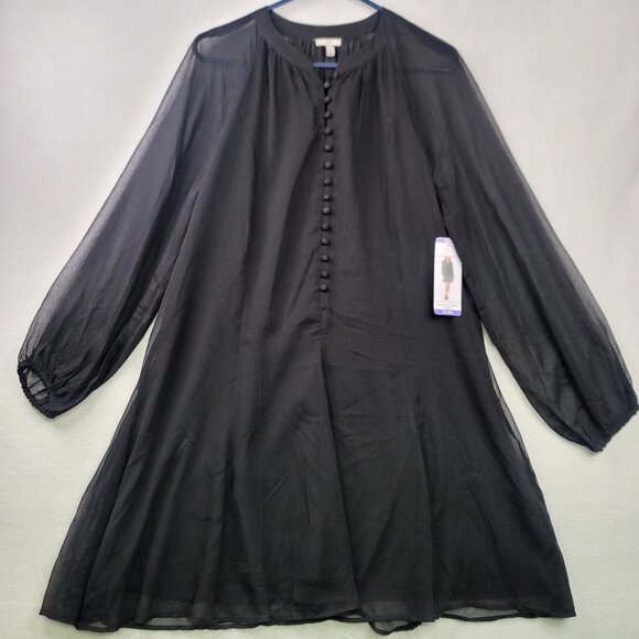 Y2K Balloon Sleeve Sheer XXL Whimsigoth Romantic Flowy Slinky Dress Feminine New - Picture 2 of 12